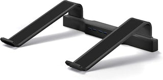 DAC Non-Skid Laptop 4-Port USB 3.0 Hub Notebook Stand, 3"x9.8"x12.1", Black
