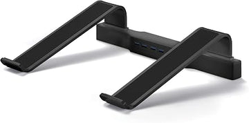DAC Non-Skid Laptop 4-Port USB 3.0 Hub Notebook Stand, 3"x9.8"x12.1", Black