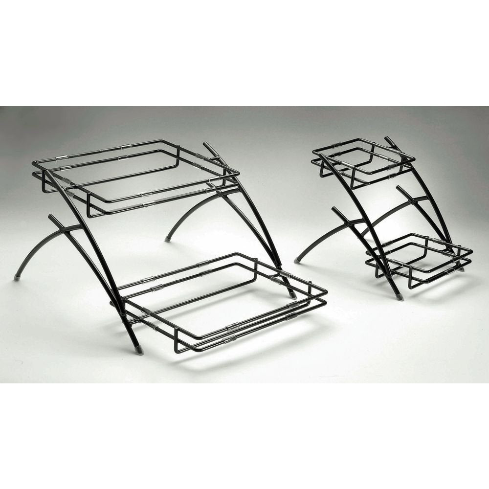 Buffet Stand 2-Tier Rectangular Flint Metal - 9 3/4 L x 13 1/2'W x 9 1/2 H by HUBERT – Metal, Model 688640139139