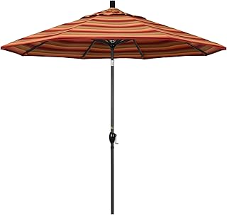 California Umbrella 9' Round Aluminum Market Umbrella, Crank Lift, Auto Tilt, Bronze Pole