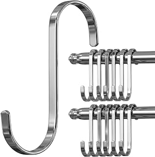 12 Pcs X-Large Flat S Hooks Heavy Duty 4.3" S Hanging Hooks | Stainless Steel S Shaped Hanging Hooks, Rust Resistant Tools Hanging, Pots Pans Clothes Organizer, Kitchen Bathroom Garage