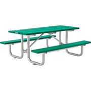 Outdoor 8'L Rectangular Picnic Table by Global Industrial – Recycled Plastic & Steel, Green, Model 271675GN