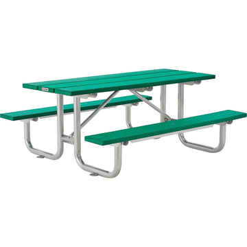 Outdoor 8'L Rectangular Picnic Table by Global Industrial – Recycled Plastic & Steel, Green, Model 271675GN
