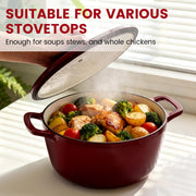 Jinchufuri Enameled Cast Iron Pot, 5.2 Quart, Red