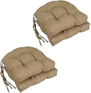 Blazing Needles 916X16US-T-4CH-LF-003 Soft Olefin U-Shaped Outdoor Dining Chair Cushions Kissell Wheat - Set of 4