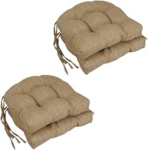 Blazing Needles 916X16US-T-4CH-LF-003 Soft Olefin U-Shaped Outdoor Dining Chair Cushions Kissell Wheat - Set of 4