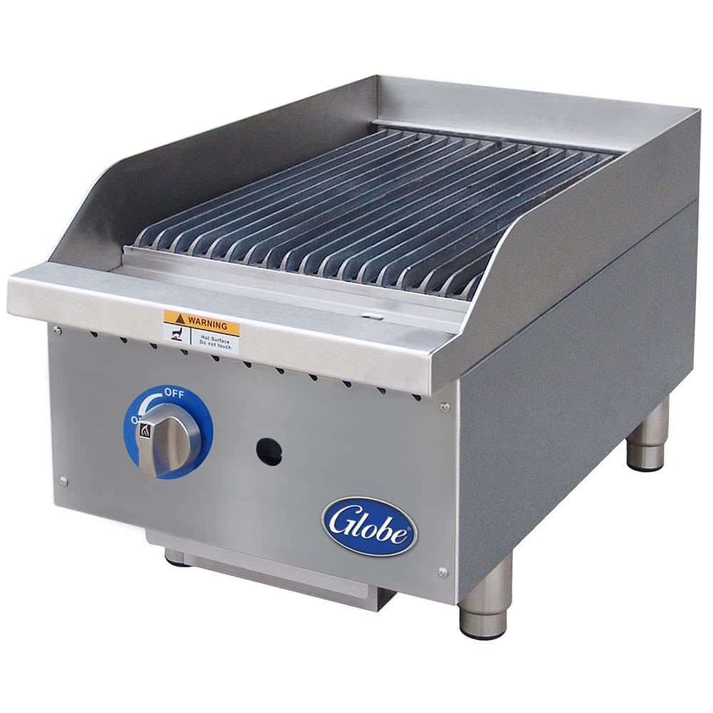 Globe 15" Commercial Restaurant Gas Radiant Charbroiler - 1 Burners by Globe Food Equipment – Cast Iron, Model GCB15G-CR