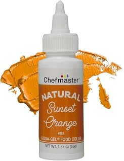 Plant‑Based Natural Liqua-Gel Food Coloring by Chefmaster, No Artificial Dyes, Gel Color for Icing, Frosting, Fondant, & Decorating, Quality Crafted in California USA, Sunset Orange, 1.87 oz