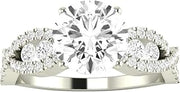 2.32 Carat 14K White Gold Designer Twisting Eternity Channel Set Four Prong GIA Certified Round Cut Diamond Engagement Ring (1.82 Ct E Color SI1 Clarity Center Stone)