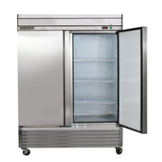54-Inch-Wide Double Door Reach-In Freezer in Stainless Steel with 42.9 Cu Ft Storage by MAXX Cold – 49 cubic feet, 42.9 cubic_feet, Silver, Model MXSF-49FDHC