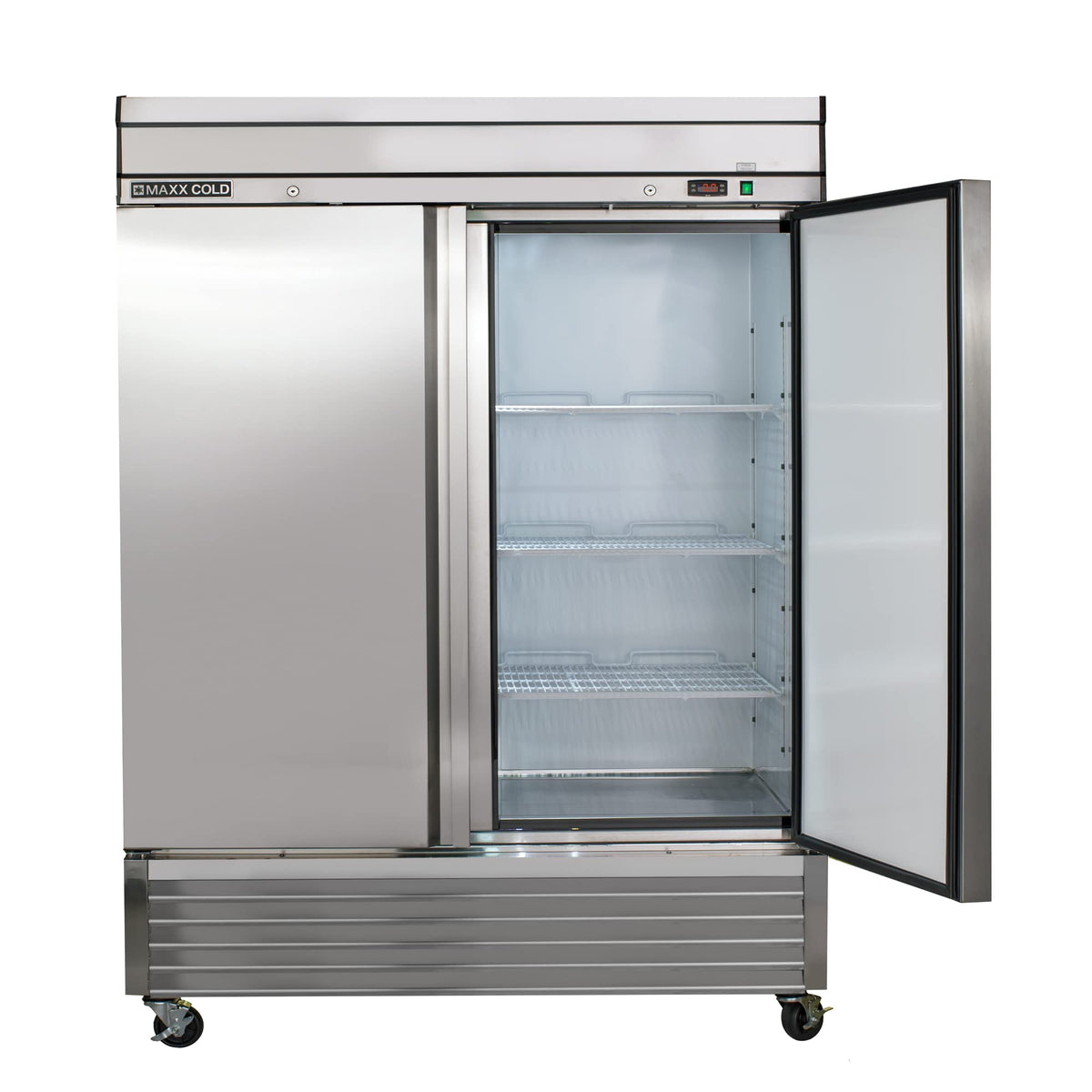 54-Inch-Wide Double Door Reach-In Freezer in Stainless Steel with 42.9 Cu Ft Storage by MAXX Cold – 49 cubic feet, 42.9 cubic_feet, Silver, Model MXSF-49FDHC
