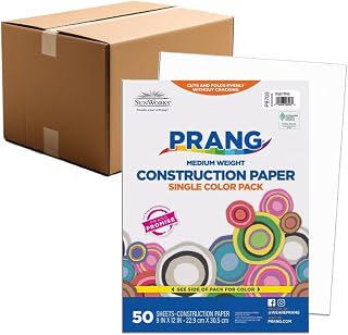 Prang Construction Paper, 9" x 12", Bright White, 50/Pack, 50 Packs | Formerly SunWorks, Class Pack, 2500 Sheets Total, P8703