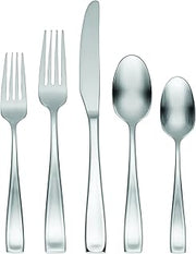 Oneida Moda Satin 65-Piece 18/10 Silverware Set for 12, Flatware | satin finish, dishwasher safe | includes serving spoons and utensil set | cutlery set, wedding silverware