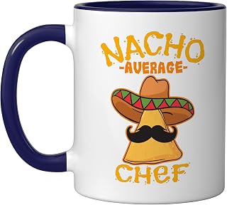 Nacho Average Chef Mexican Cook Cinco de Mayo Cooking Fiesta Ceramic Mug, Dark Blue/White, 11oz