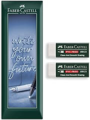 Faber-Castell PVC-Free Eraser | 7081N White Eraser | Soft, Clean, Smear-Free, Non-Toxic Erasing for School, Office & Art – in Envelope Packaging – Pack of 2