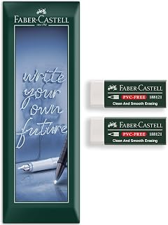 Faber-Castell PVC-Free Eraser | 7081N White Eraser | Soft, Clean, Smear-Free, Non-Toxic Erasing for School, Office & Art – in Envelope Packaging – Pack of 2
