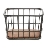 Black Iron and Brown Mango Wood Display Basket - 12" L x 8" W x 8" H by HUBERT – Iron, Black, Model MDA-HJ04
