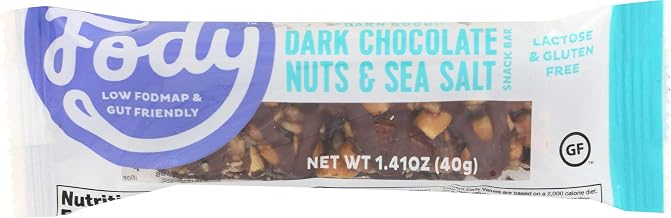 Fody Dark Chocolate Nuts and Sea Salt Bar, 1.41 Ounce - 12 per case.
