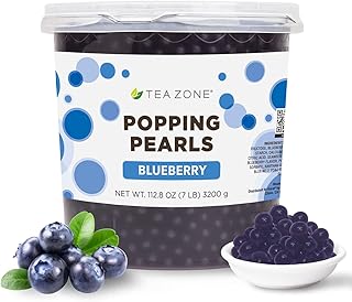 TEA ZONE [7 Pounds] Blueberry POPPING PEARLS™ for Boba Tea Beverages, Sweets, Ice Cream Topping | B2056