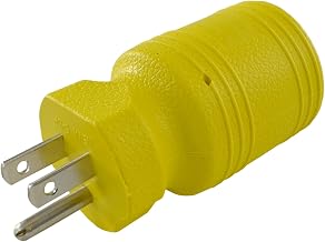 Conntek Locking Adapter with 15 Amp 125 Volt Male Plug To 20 Amp Female Connector, Yellow