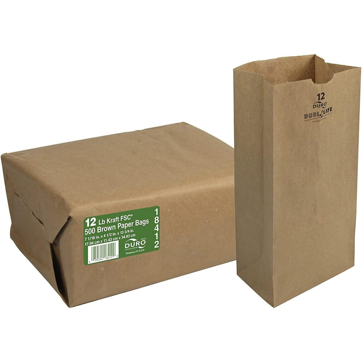 . Co. 18412 12# 100% Recycled Kraft Bag by Duro Bag Mfg – 500 Count (Pack of 1), Paper, Kraft, Pack of 500, Model 80982