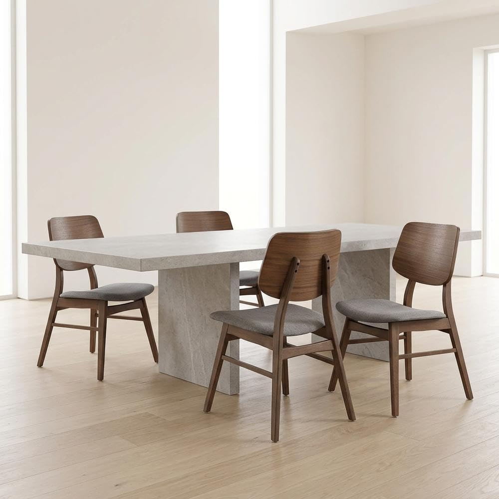 Solid Wood Fabric-Upholstered Dining Chairs Set of by Starlight Canyon Home – Solid Wood, MDF, Fabric (100% Polyester), Foam, Grey, Pack of 4