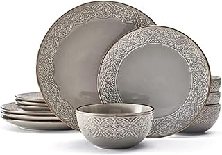 Pfaltzgraff Emma 12 Piece Dinnerware Set, Service For 4, Gray