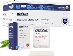 Dynarex Code Blue XeroBurn Sterile Burn Dressings - Hydrogel Dressings with Tea Tree Oil - First Aid for Minor Burns - 2" x 6" - 12 per Box, 16 Boxes per Case