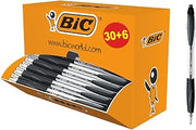 BIC Atlantis Classic Retractable Ballpoint Pens Medium Tip 1.0 mm - Box of 30 + 6 - Black