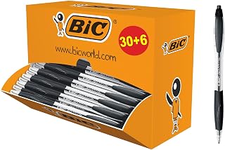 BIC Atlantis Classic Retractable Ballpoint Pens Medium Tip 1.0 mm - Box of 30 + 6 - Black