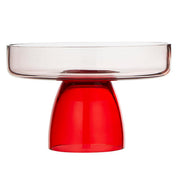 Slant Collections Glass Cake Stand, 7 Inch Diameter Pedestal, Clear Red