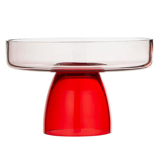 Slant Collections Glass Cake Stand, 7 Inch Diameter Pedestal, Clear Red