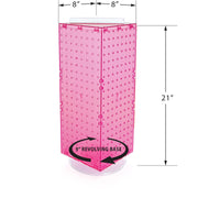 Four-Sided Revolving 8”W X 20”H Pegboard Counter Display by Azar Displays – Small, Pink, Model 703385-PNK