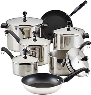 Farberware Classic Series Stainless Steel Pots and Pans Set, 15-Piece