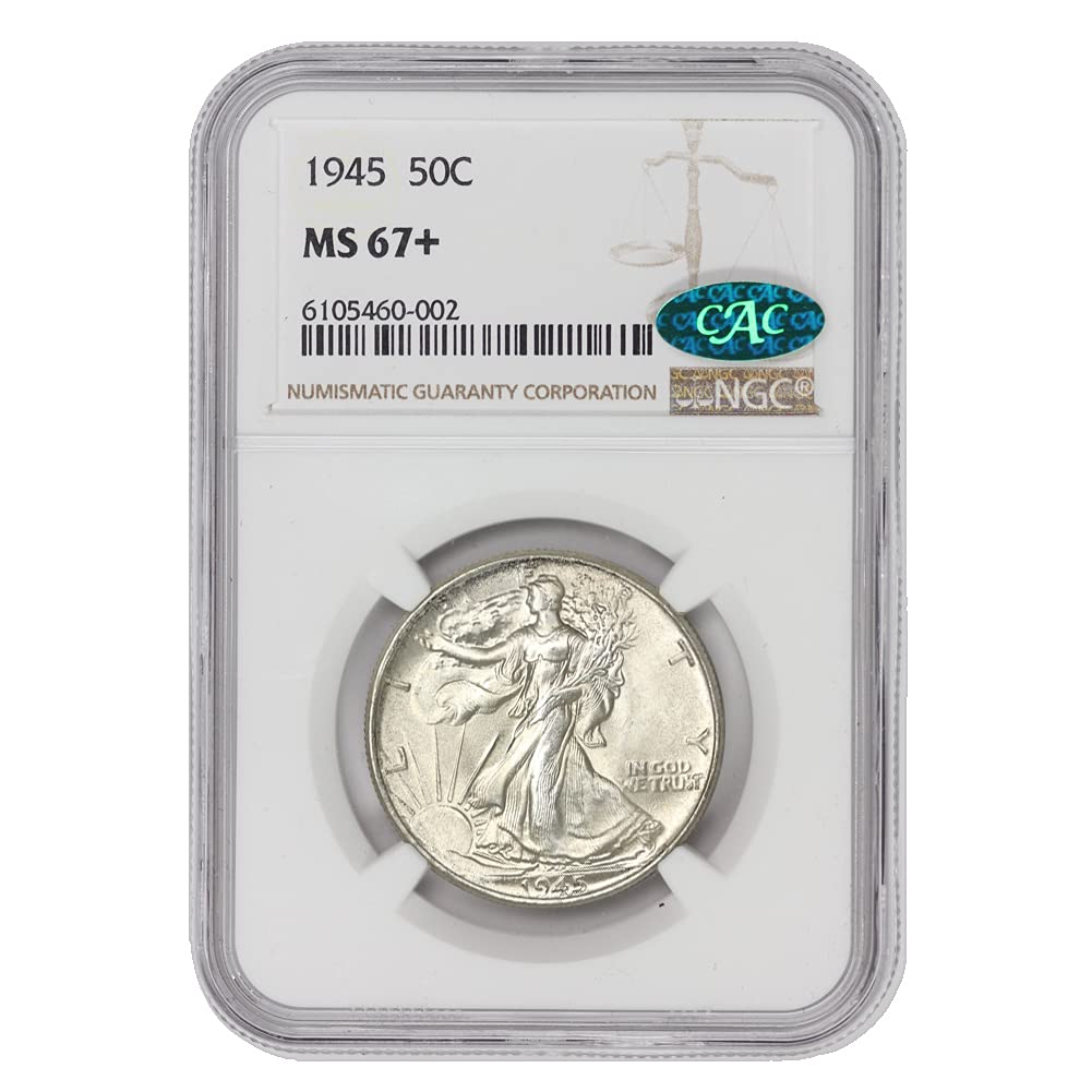 1945 American Silver Walking Liberty Half Dollar MS-67+ $0.50 MS67+ NGC/CAC by MINT STATE GOLD – Silver