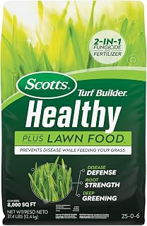 Scotts Turf Builder Healthy Plus Lawn FoodFL, 27.40 lbs. | 2-in-1 Fungicide and Grass Fertilizer, Covers 8,000 sq. ft.