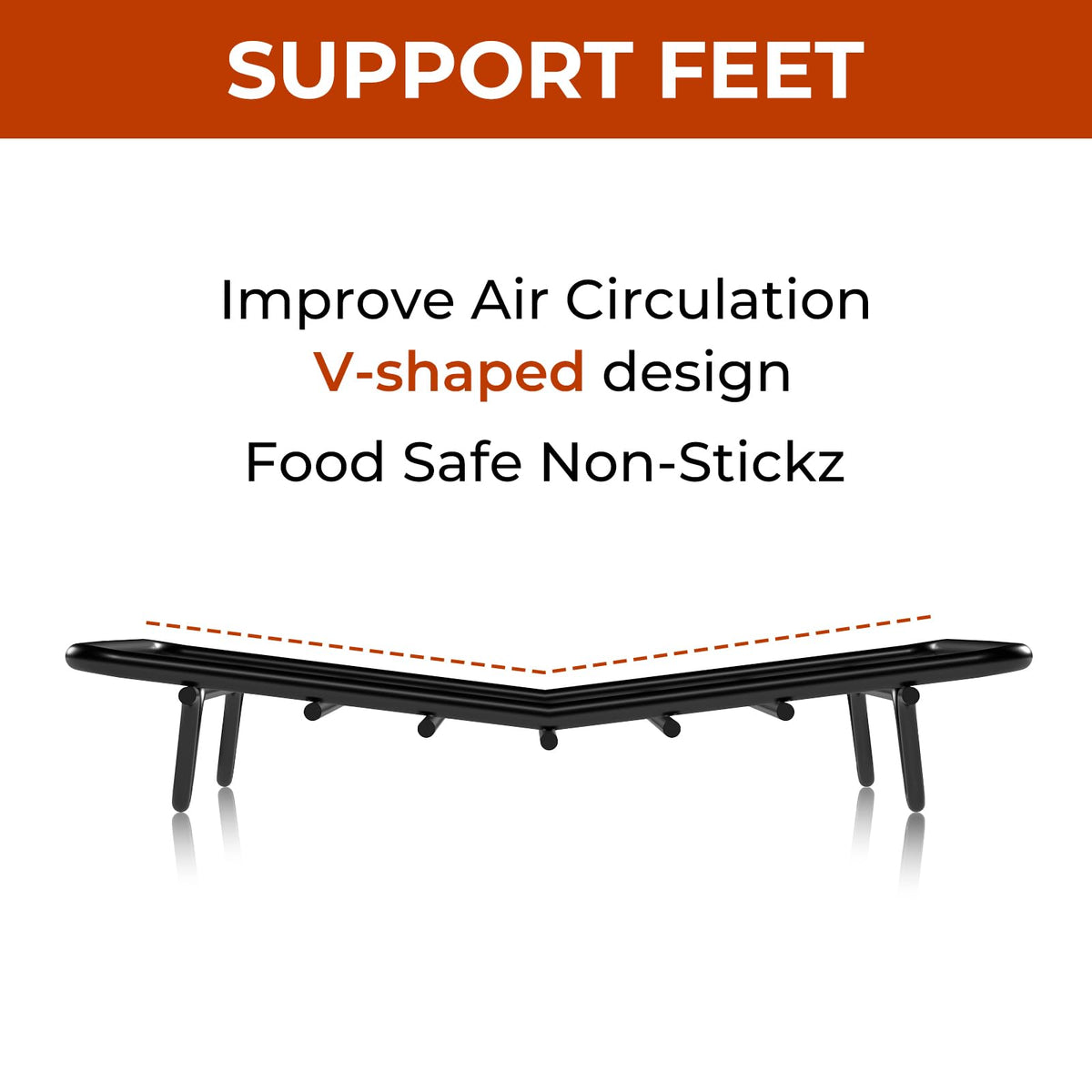TreeLen V Shape Roasting Rack, Non-Stick Wire, 10 x 8 Inch, Black
