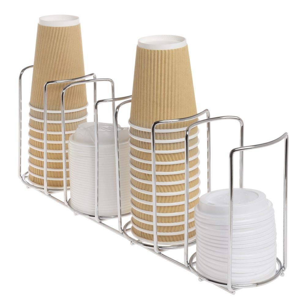 Chrome Cup and Lid Holder by HUBERT – Carbon Steel, Gray