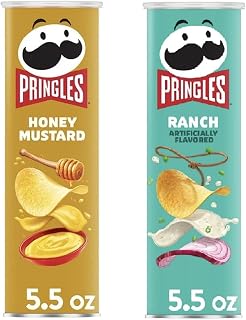 Pringles Potato Chips Flavor Pairing Variety Set 5.5oz - 2 cans (Honey Mustard & Ranch)