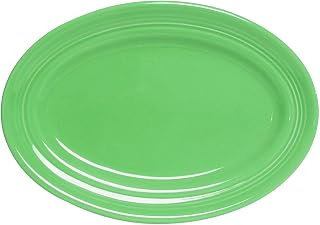 Tuxton China CTH-136 Platter, 13-3/4" x 10-1/2", Oval, Wide Rim, Microwave and Dishwasher Safe, Oven Proof, Fully Vitrified, Ceramic, Concentrix, Cilantro, Pack of 6