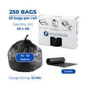 40-45 Gallon Trash Can Liner by Inteplast – 250 Count (Pack of 1), 45.0 gallons, High Density Polyethylene, Black, Model S404812K