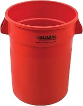 Global Industrial Commercial Round Trash Can, 32 Gallon Capacity, Red