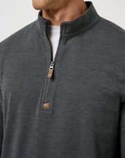 Mens Cloud Sweater 1/4 Zip by TravisMathew – X-Large, Cotton Blend, Heather Black, Model A42356
