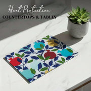 SURI Tempered Glass Challah Board, Large Cutting Tray, Pomegranate & Blue