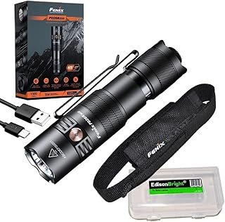 Fenix PD26R ACE 1300 Lumen Rechargeable EDC LED Flashlight Compact Dual Switch for Everyday Carry Tactical Duty Camping Outdoor Use w/EdisonBright Acc. case