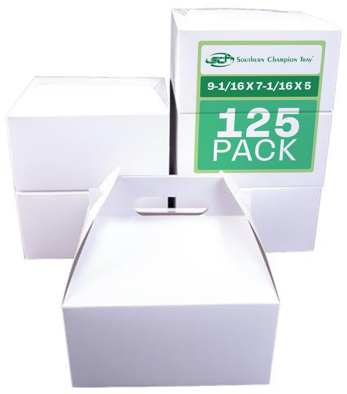 Southern Champion Tray 2715 Paperboard White Picnic Barn Style Carry Out Box, 9-1/16" Length x 7-1/16" Width x 5" Height (Case of 125)