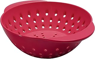 Tovolo Mini Berry Colander Fruit Strainer for Washing Blueberries Strawberries & Produce, Easy Clean Dishwasher Safe Small Colander with Handle BPA Free Melamine Plastic Kitchen Strainer, Cayenne Red