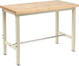 Global Industrial 48" W x 24" D Adjustable Height Workbench Return, 1-3/4" Thick Maple Block Square Edge, Tan