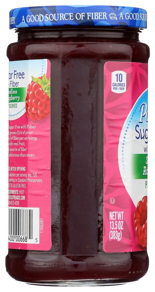 Sugar Free with Fiber Seedless Raspberry Preserves by Polaner – 13.5 Ounce, Pack of 12, Model 072400006685