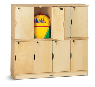 Stacking Lockable Lockers by Jonti-Craft – Double Stack, Wood, Yellow,red, Model 4696JC